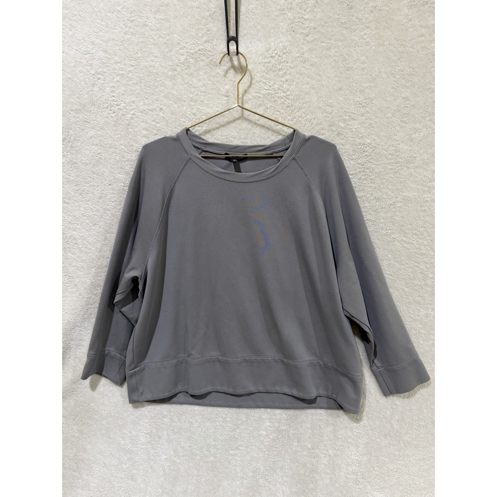 Eileen Fisher Lightweight Round Neck Top Gray Sweatshirt Large Boxy Fit